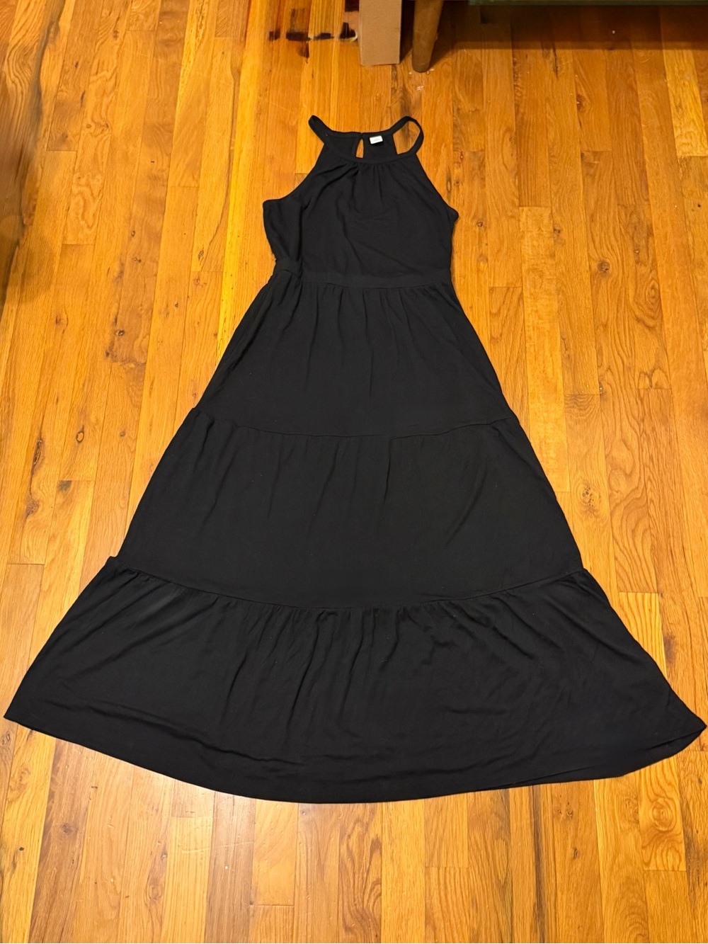 Old Navy Black Halter Tiered Maxi Dress